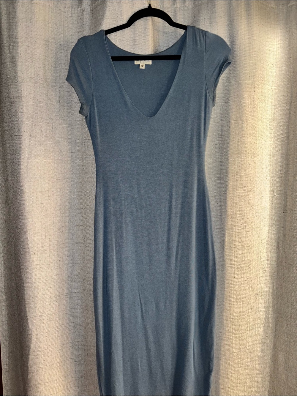 See You Monday Steel Duty Blue Scoop-Neck Midi Dress
